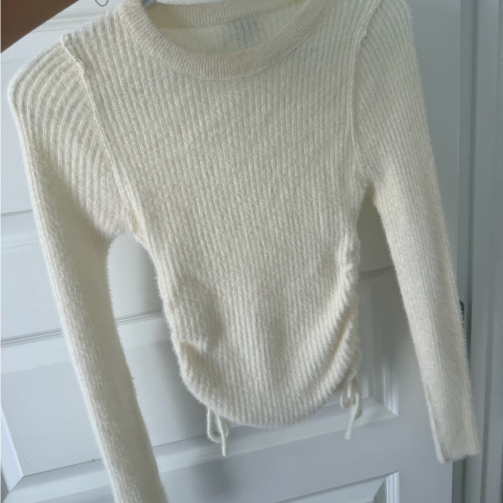 Princess Polly Cream Ribbed Knit Sweater